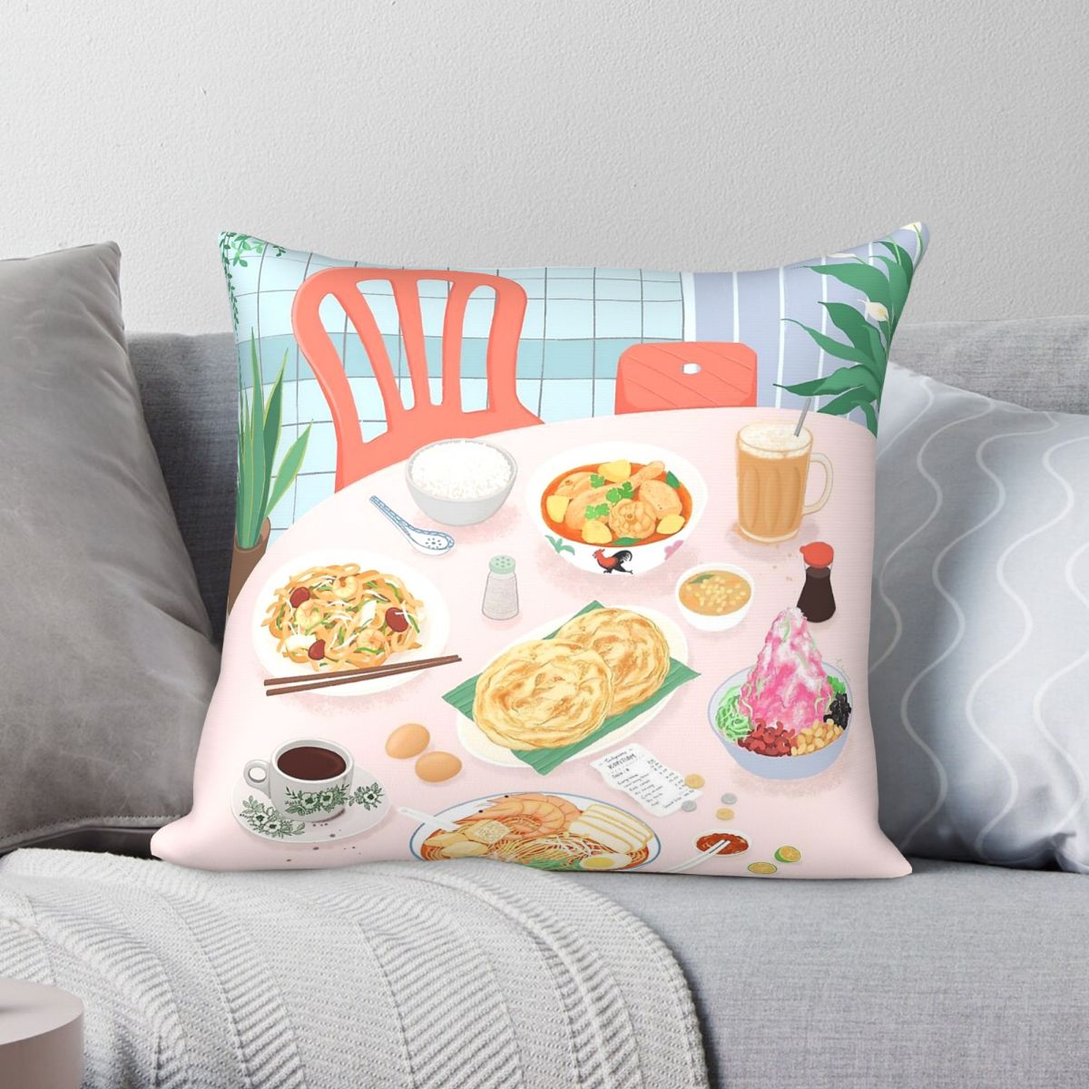 Home Decor Malaysia - Kopitiam Food Malaysia Pillowcase Polyester Linen