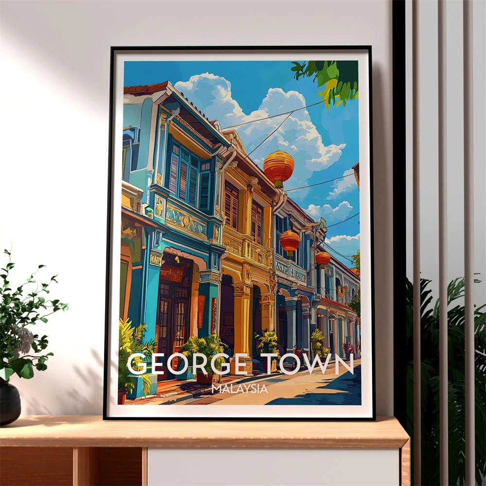 Home Decor Malaysia - Penang Malaysia Travel Poster Vintage Asian