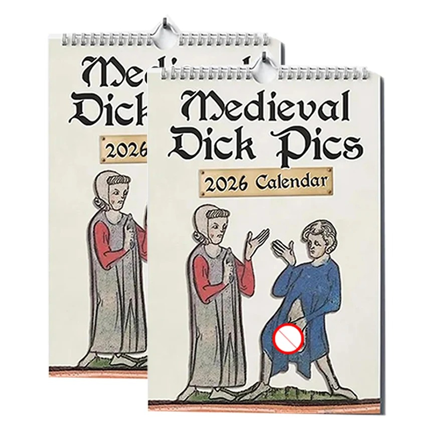 Home Decor Medieval - 1/2pcs 2026 Medieval Humor Wall Calendar,