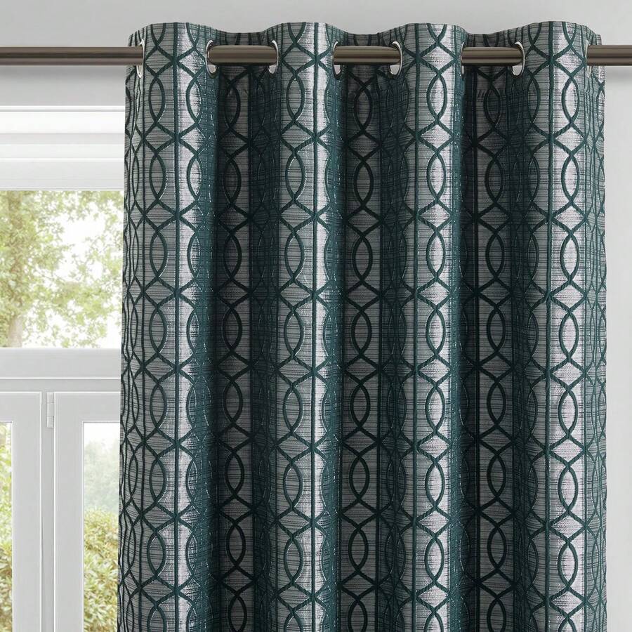 Blackout Curtains - Geometric Jacquard Blackout Curtains Thermal Insulated