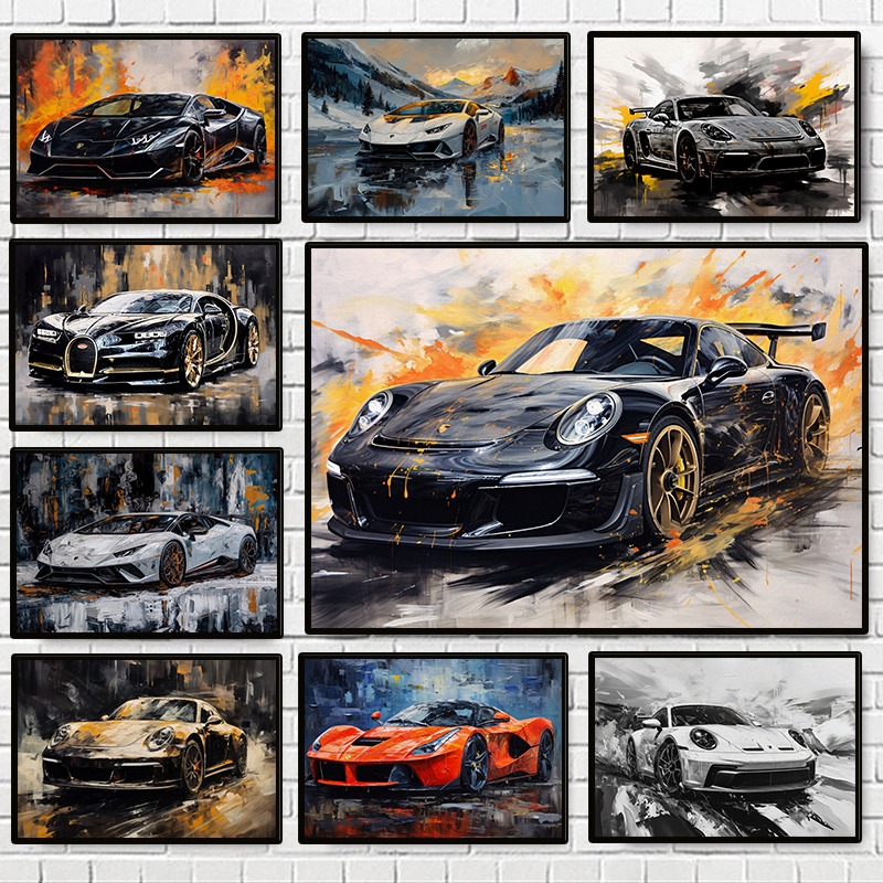 Home Decor Brand - Modern Abstract Luxury Cars Poster Colorful