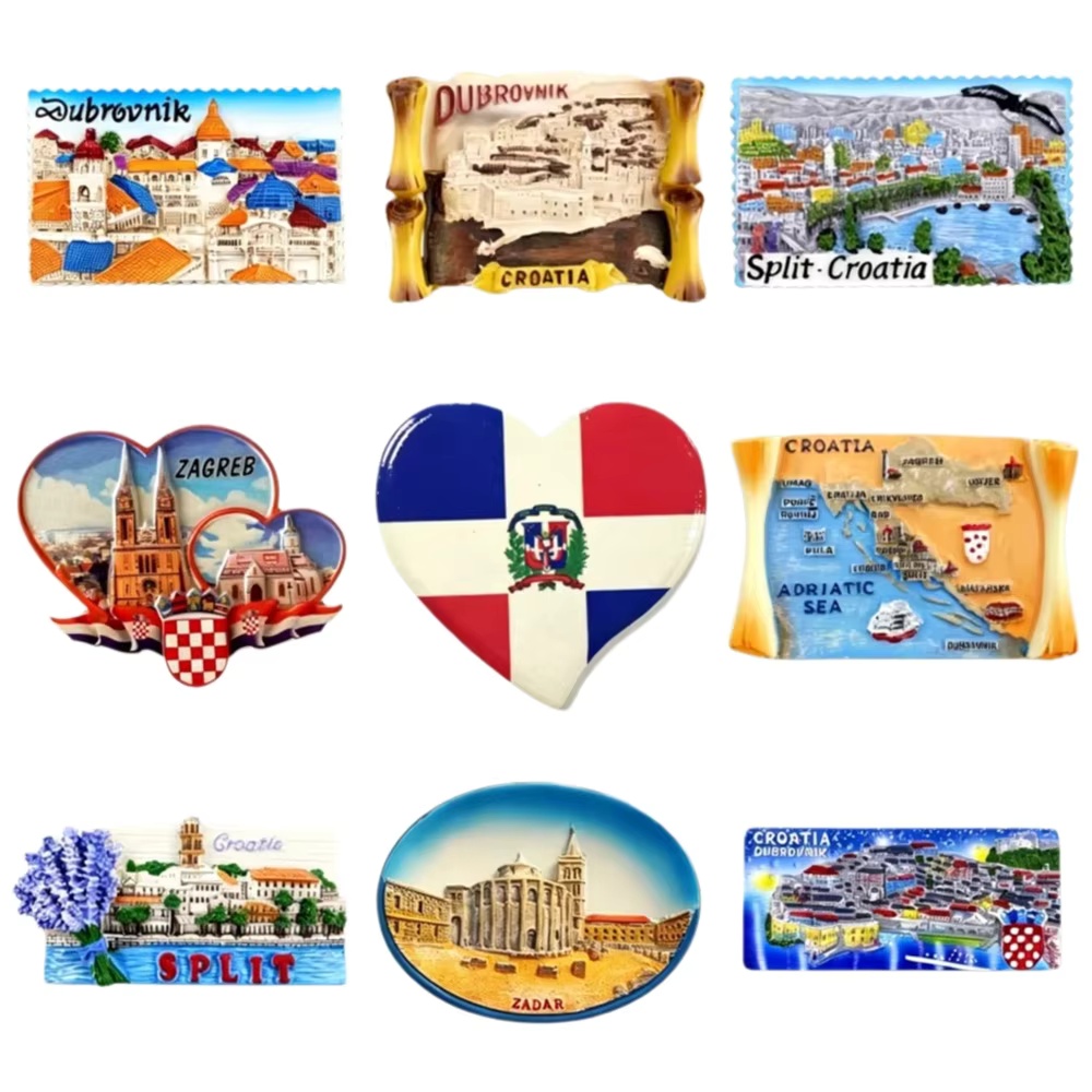 Home Decor Zagreb - Croatia 3D Resin Fridge Magnet Set