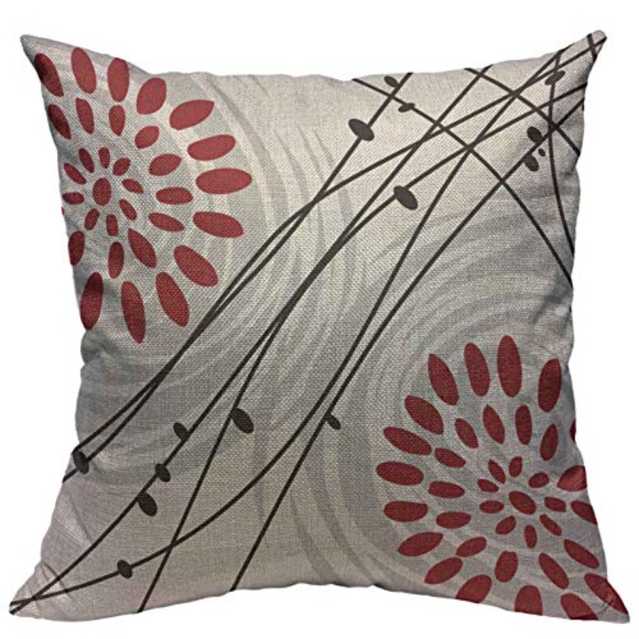 Decorative Throw Pillow - Throw Pillow Covers Black Bold Red