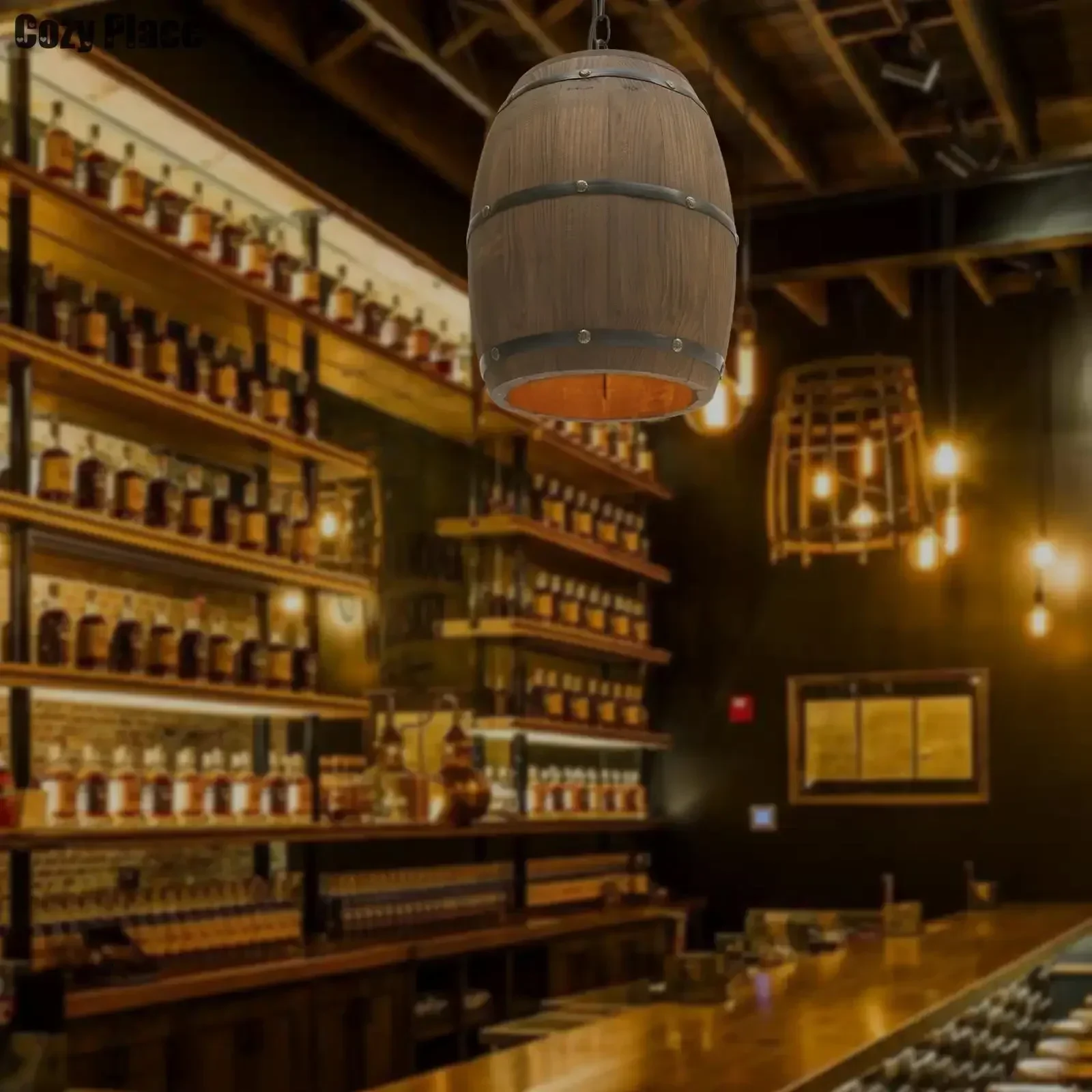 Home Decor Rustic - Rustic Lamp Vintage Chandelier Wooden Pendant