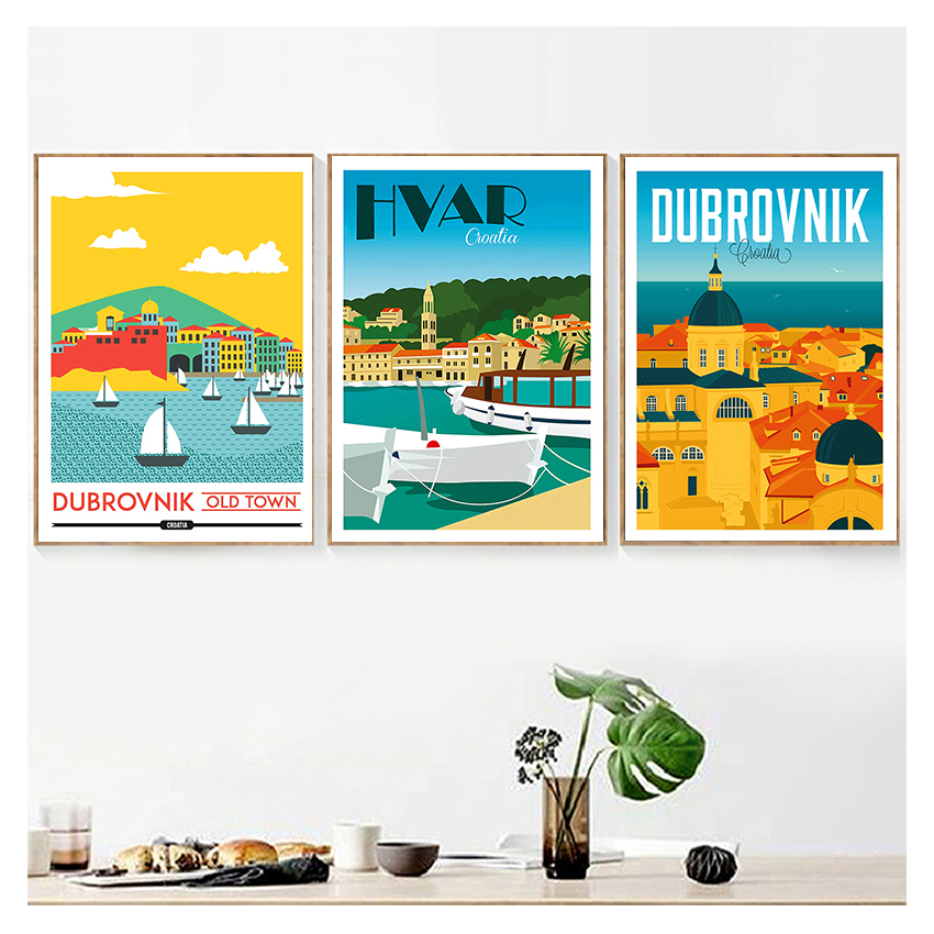 Travel Poster Canvas Painting  - Home Decor Zagreb ulasan dan harga