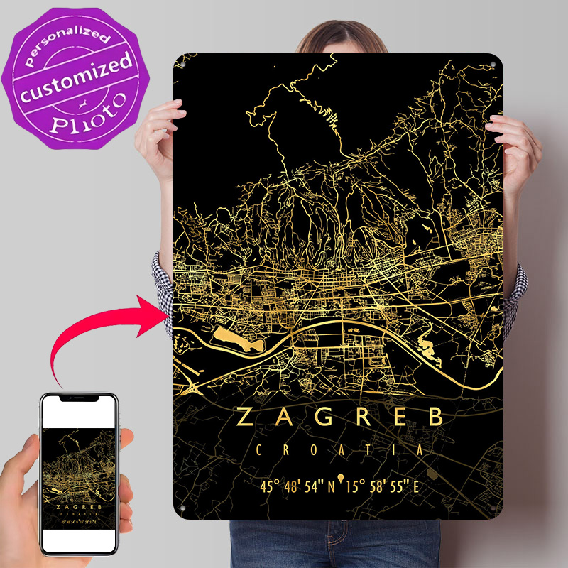 ZAGREB MAP CROATIA 3D Texture  - Home Decor Zagreb ulasan dan harga