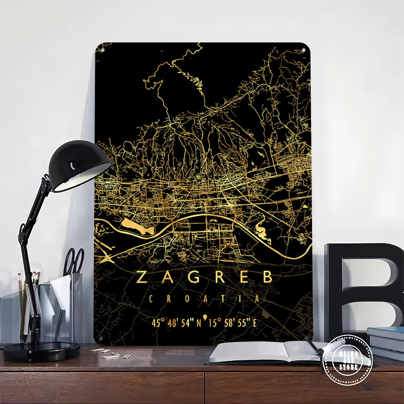 ZAGREB MAP CROATIA 3D Texture  - Home Decor Zagreb ulasan dan harga