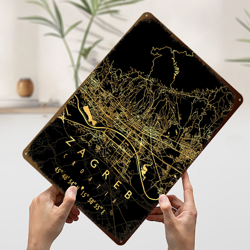 ZAGREB MAP CROATIA 3D Texture  - Home Decor Zagreb ulasan dan harga