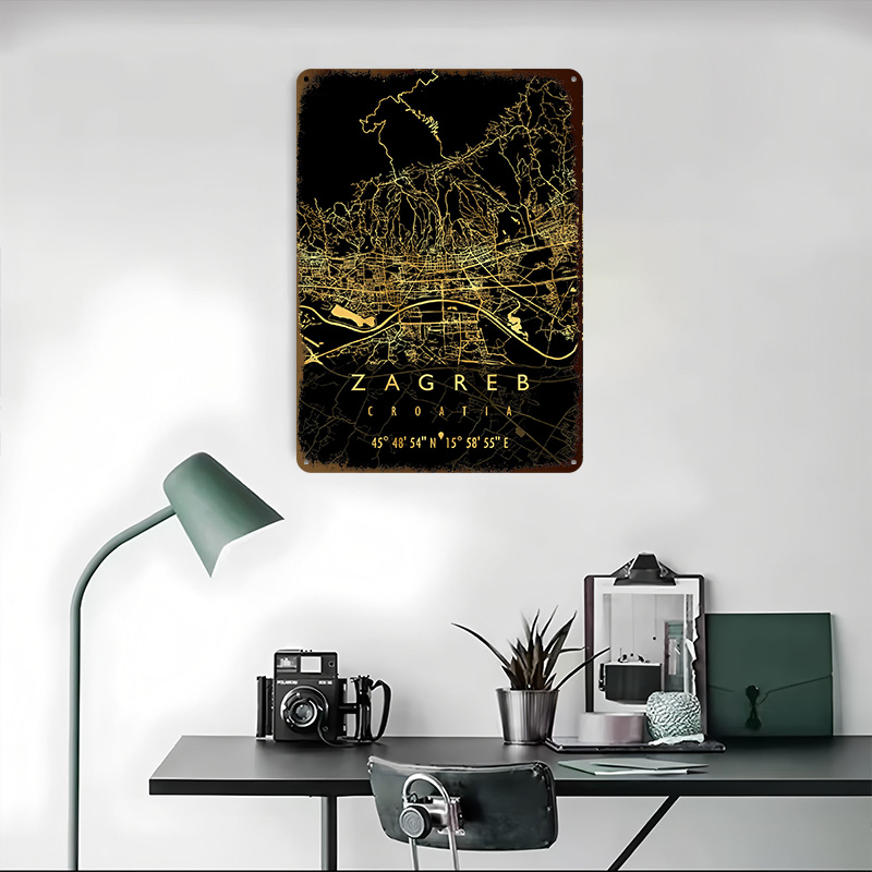 ZAGREB MAP CROATIA 3D Texture  - Home Decor Zagreb ulasan dan harga