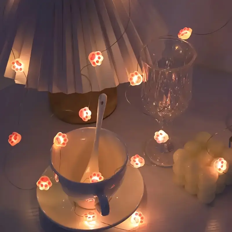 1pc 2M 20LED Pink Cute Cat Paw - Fairy Lights Bedroom ulasan dan harga