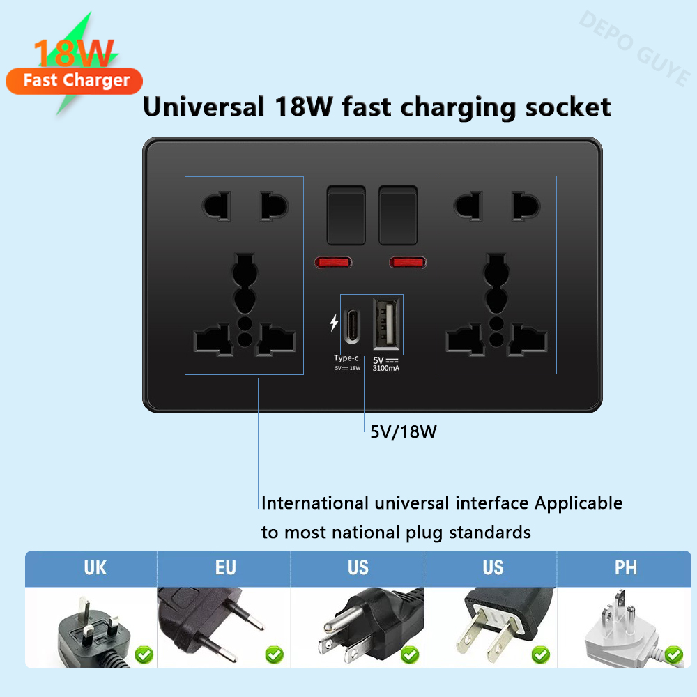 Universal Black USB Type-C 18W - Home Decor Uk ulasan dan harga