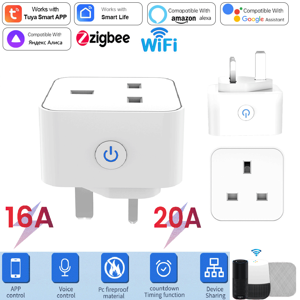 Tuya Smart Socket 16A/20A WiFi - Home Decor Uk ulasan dan harga