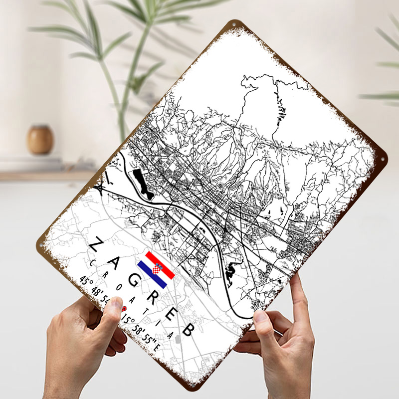 ZAGREB MAP CROATIA 3D Texture  - Home Decor Zagreb ulasan dan harga