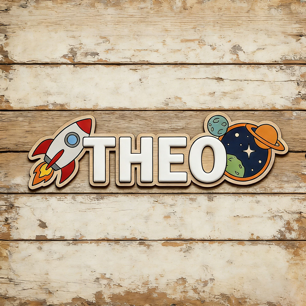 Personalized Space Rocket Name - Home Decor Rustic ulasan dan harga