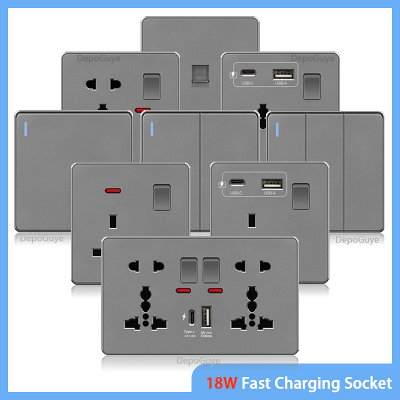 UK 13A with USB Type-c 18W Qui - Home Decor Uk ulasan dan harga