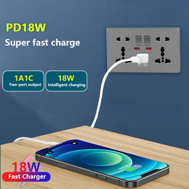 UK 13A with USB Type-c 18W Qui - Home Decor Uk ulasan dan harga