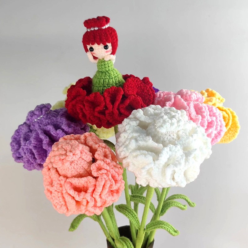 Handmade Crochet Carnation Fai - Yarn Home Decor ulasan dan harga