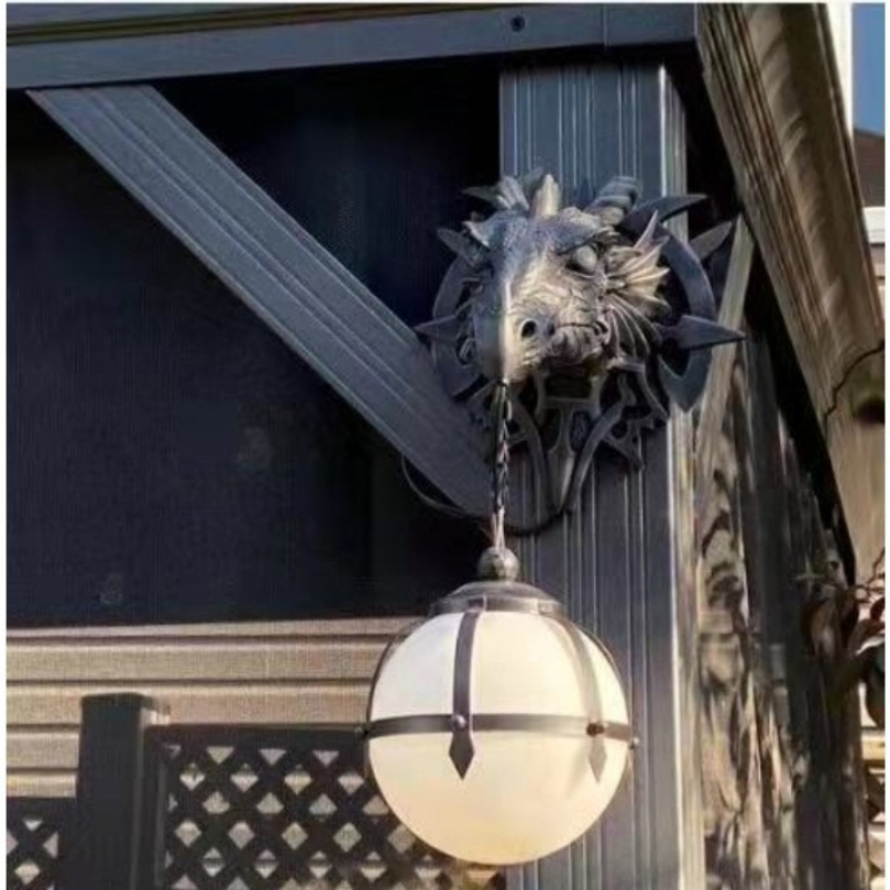 Dragon Head Wall Lamp, Resin M - Home Decor Medieval ulasan dan harga